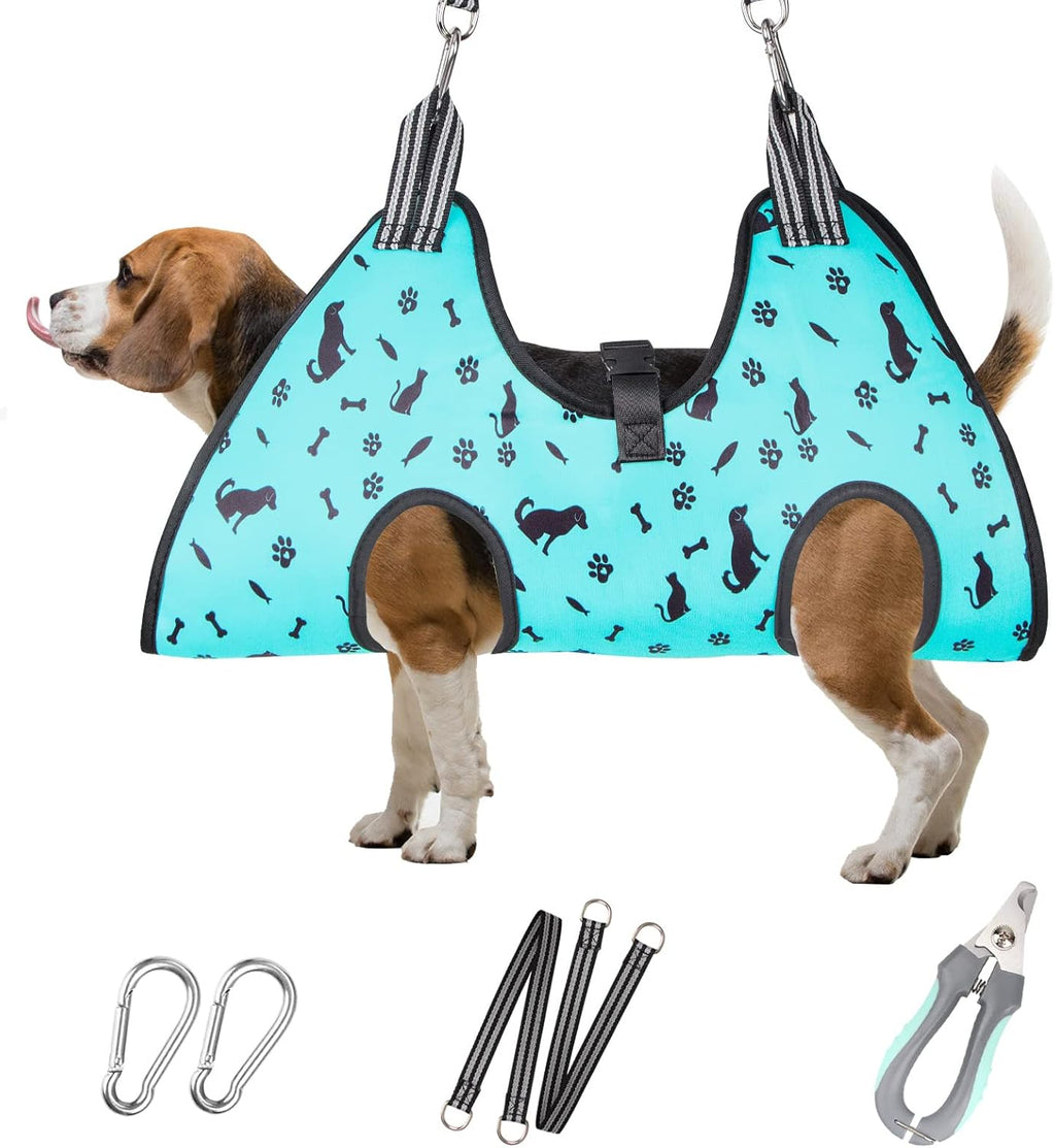 Poupipets Breathable Dog Grooming Hammock Kit with Nail Clippers and Scissors