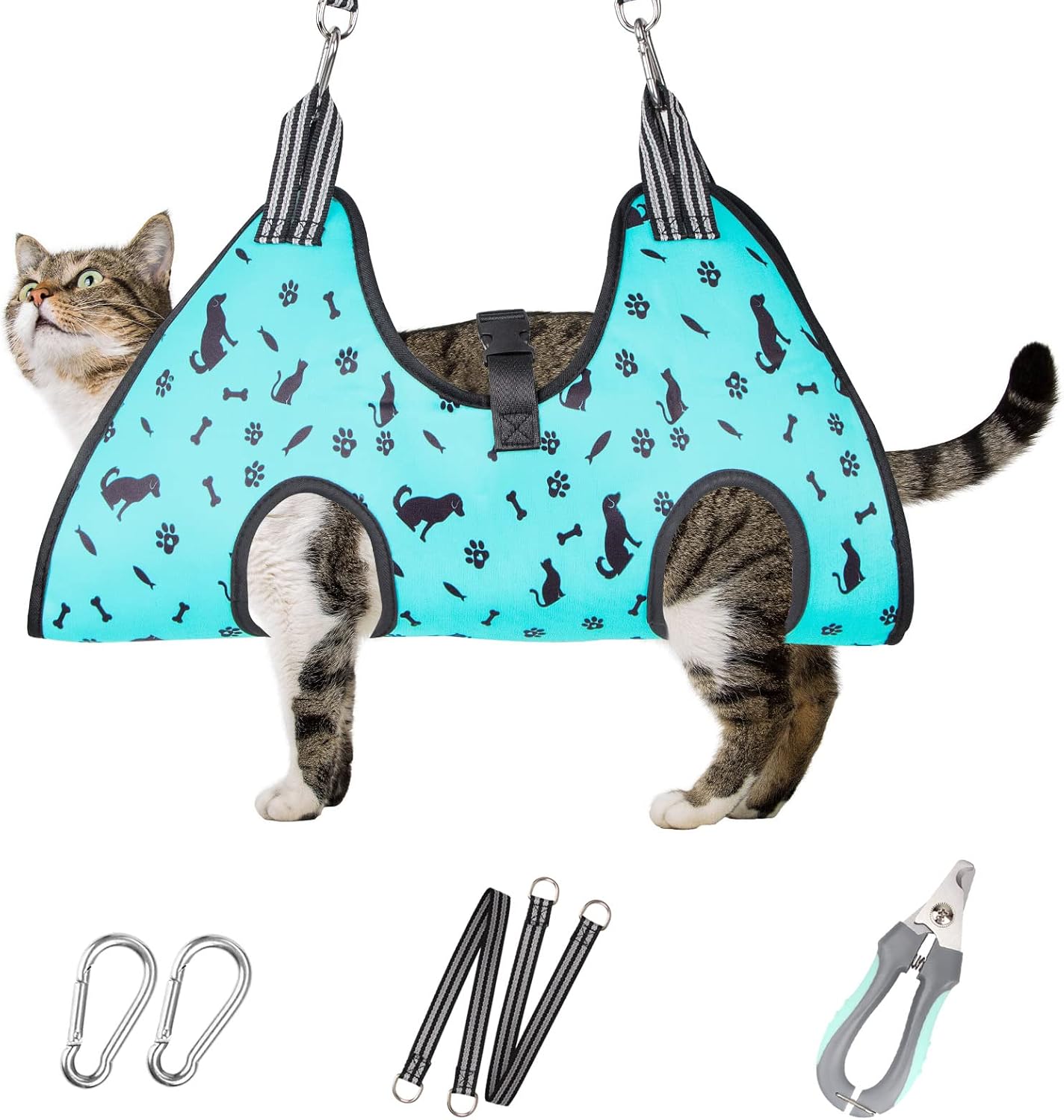 Poupipets Breathable Dog Grooming Hammock Kit with Nail Clippers and Scissors