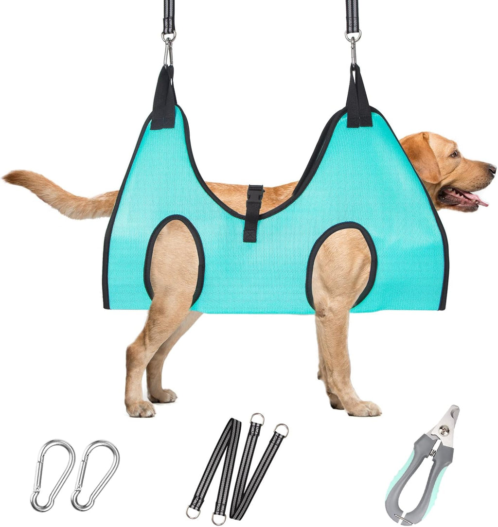 Poupipets Breathable Dog Grooming Hammock Kit with Nail Clippers and Scissors