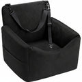 Poupipets Elevated Dog Booster Car Seat with Memory Foam Washable Cover and Safety Strap