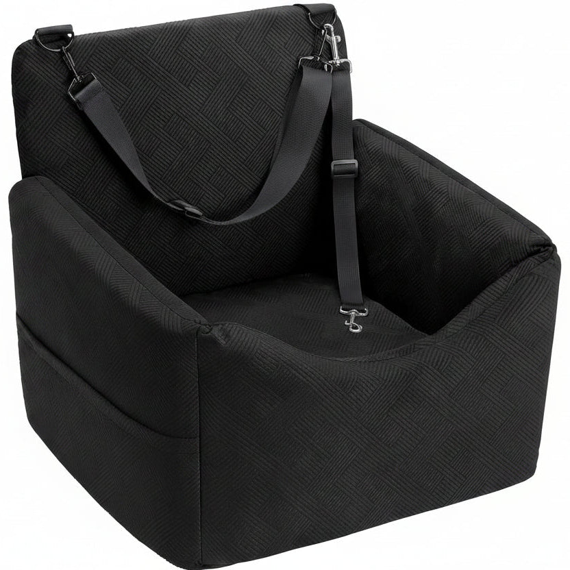 Poupipets Elevated Dog Booster Car Seat with Memory Foam Washable Cover and Safety Strap