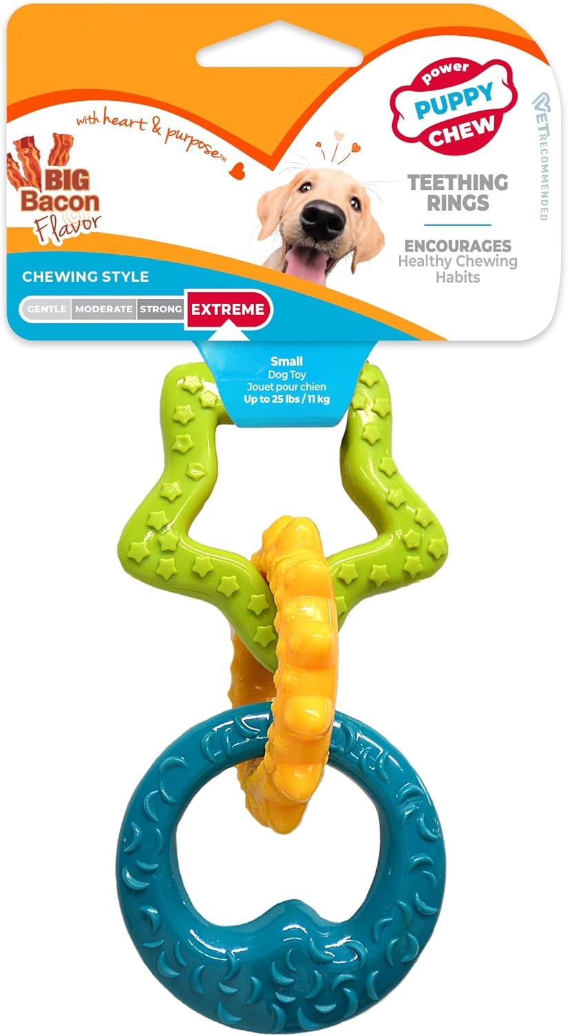 Dailypets Puppy Teething Chew Toy with Gum Massaging Texture and Bacon Flavor