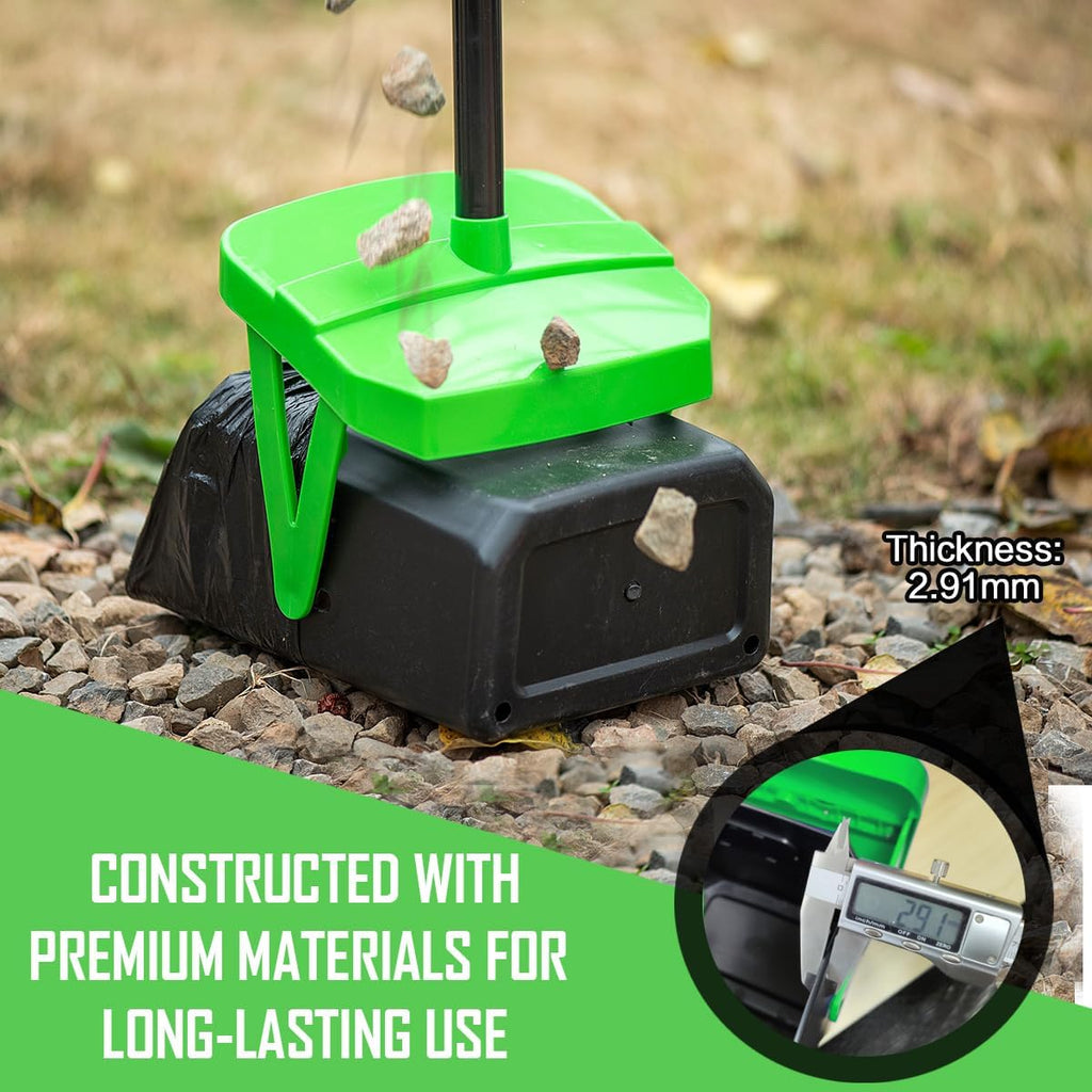 Poupipets Long Handle Dog Waste Scooper with Swivel Bin & 100 Bag Set