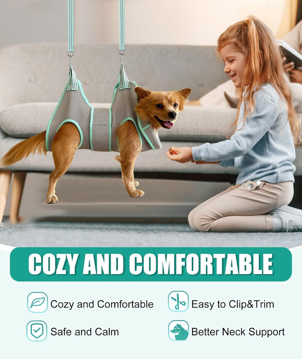 Poupipets Dog Grooming Hammock Kit with Nail Clippers, File and Neck Support
