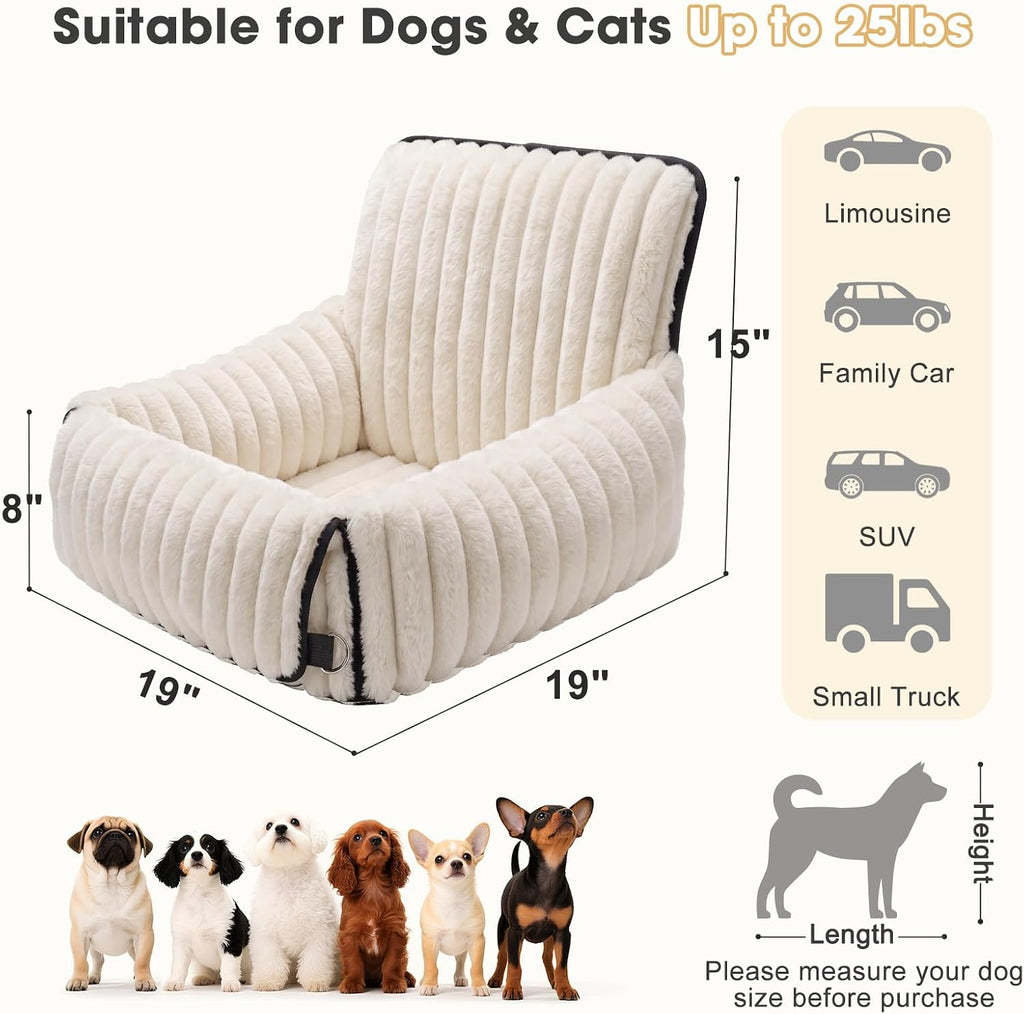 Poupipets Convertible Dog Car Seat and Portable Carrier with Washable Plush Cover
