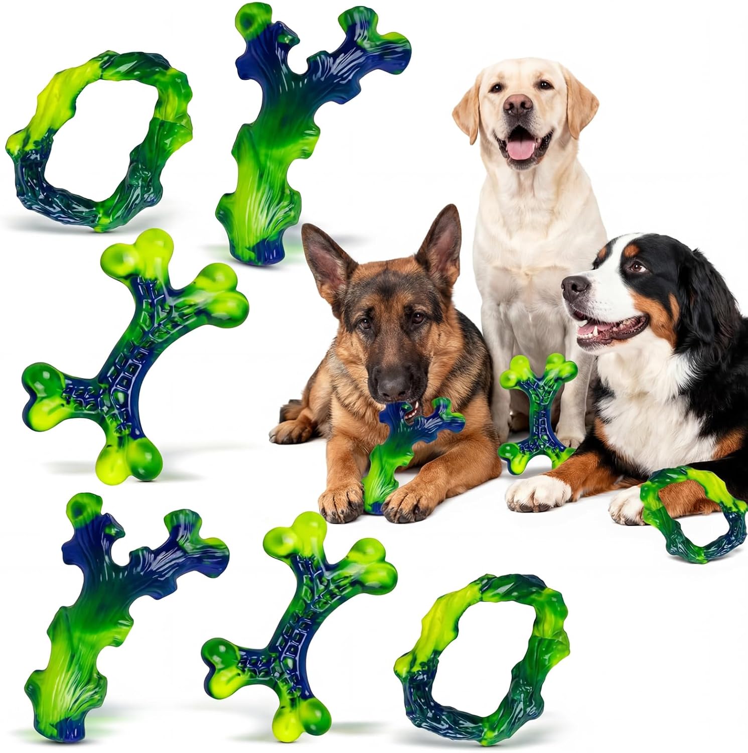 Dailypets Durable Nylon Dog Chew Toy Set for Strong Chewers Bacon Flavor 3 Pack