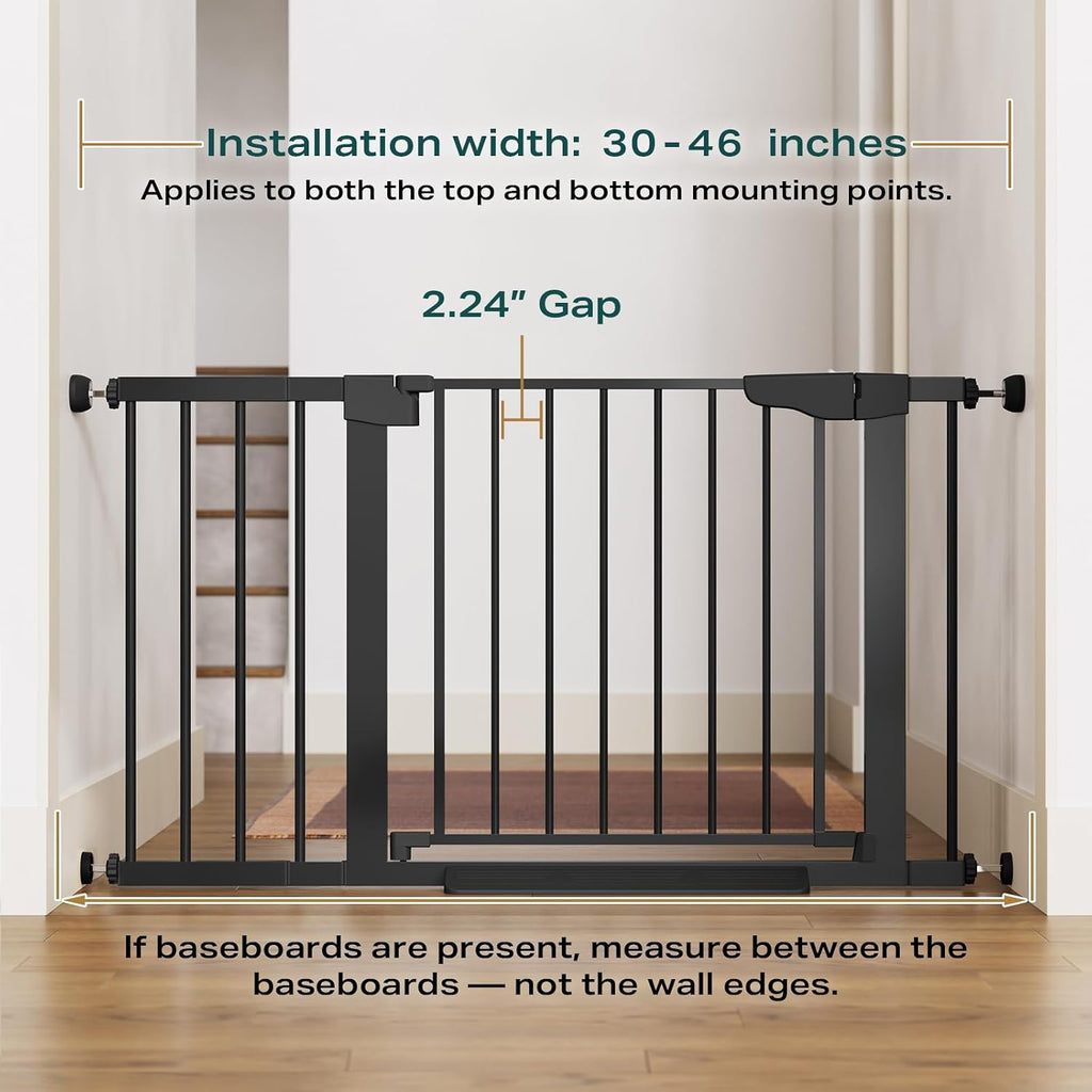 Poupipets Auto-Close Safety Gate for Babies and Dogs with Dual Lock and Pressure Mount