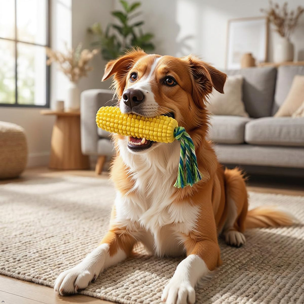 Dailypets Corn Shaped Dog Chew Toy with Squeaker for Small Medium and Large Dogs