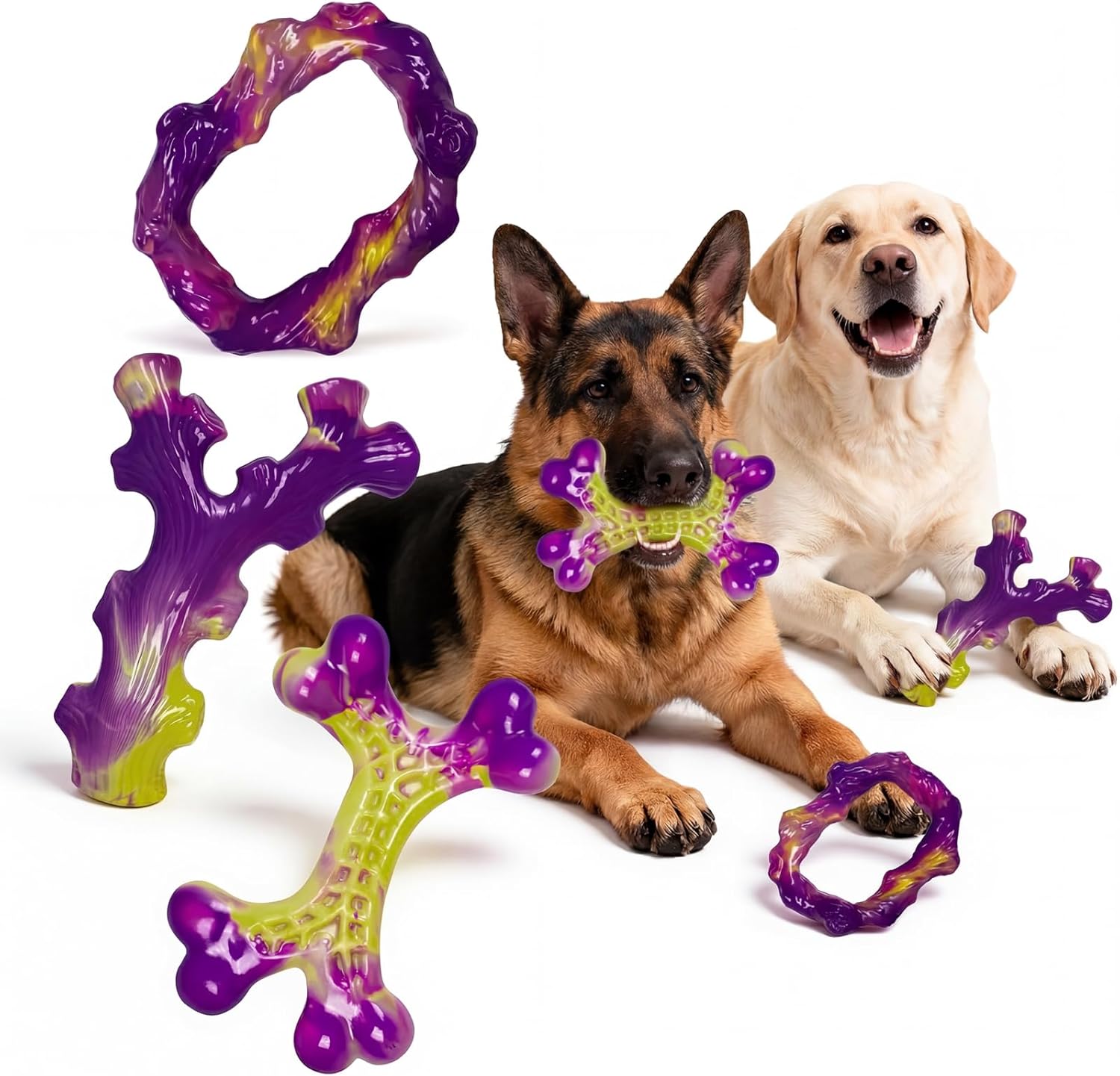 Dailypets Durable Nylon Dog Chew Toy Set for Strong Chewers Bacon Flavor 3 Pack