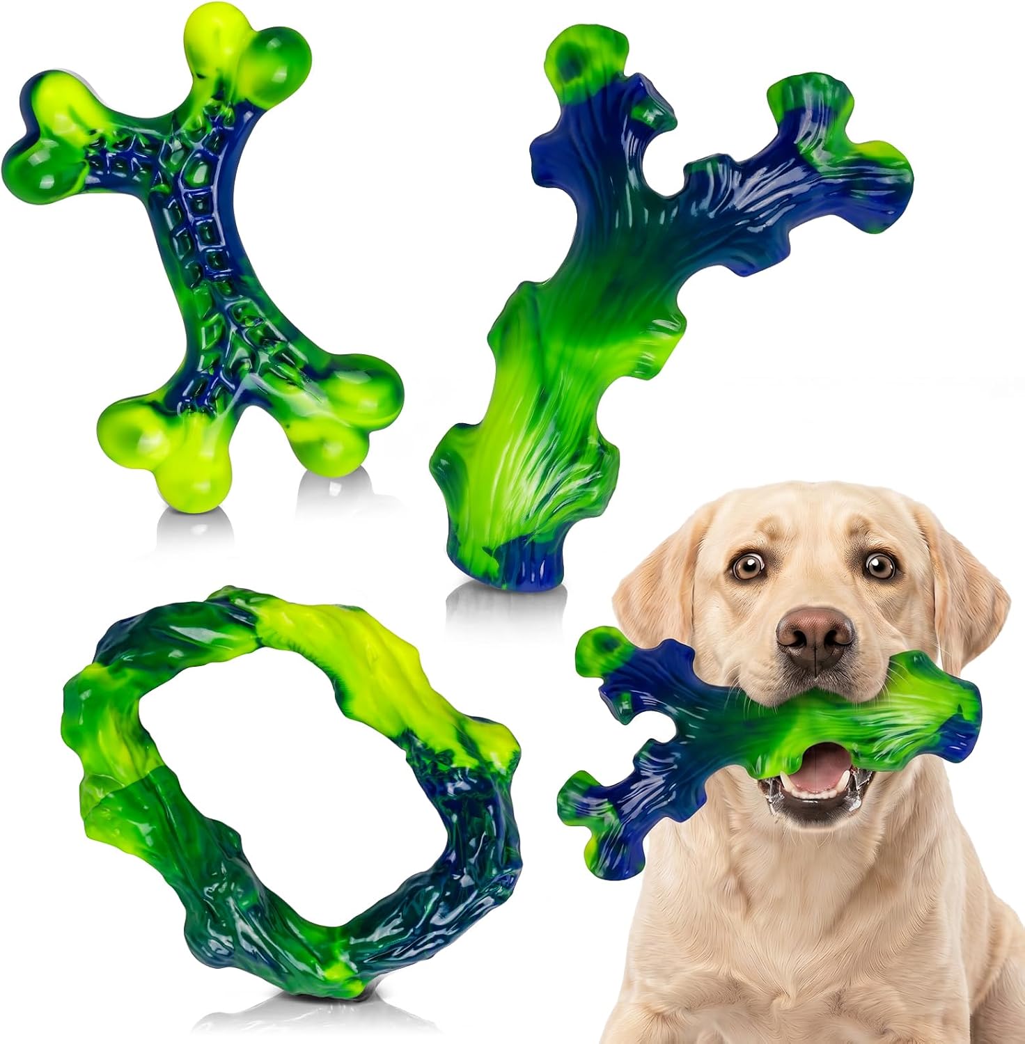 Dailypets Durable Nylon Dog Chew Toy Set for Strong Chewers Bacon Flavor 3 Pack