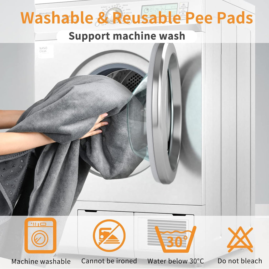 Poupipets Washable Reusable Dog Pee Pads 2-Pack with Leakproof TPU Backing and Non-Slip Base