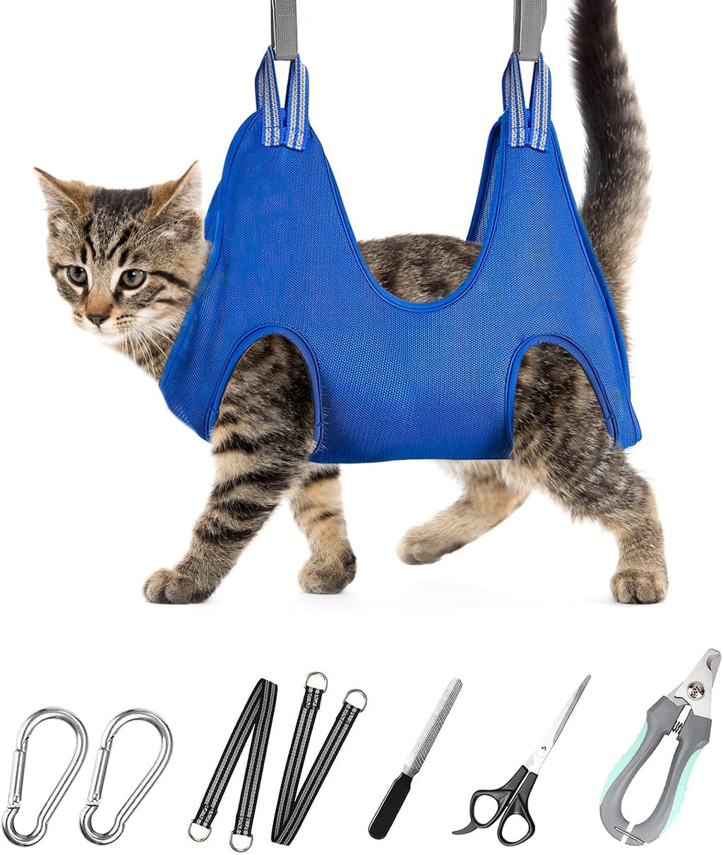 Poupipets Breathable Dog Grooming Hammock Kit with Nail Clippers and Scissors