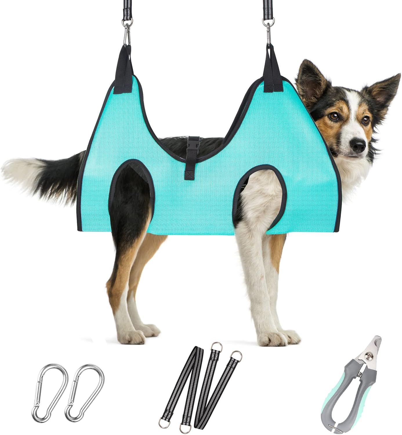 Poupipets Breathable Dog Grooming Hammock Kit with Nail Clippers and Scissors