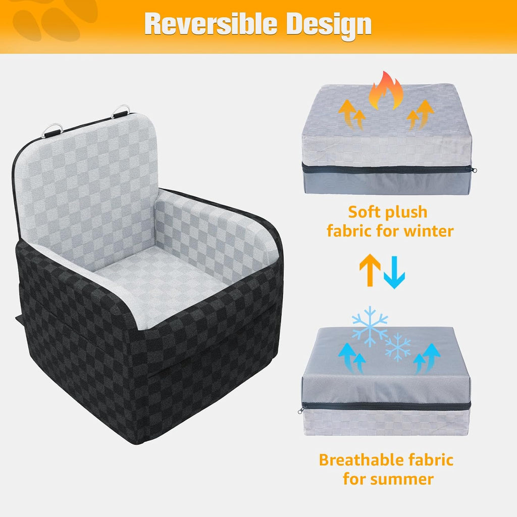 Poupipets Waterproof Dog Booster Car Seat with Memory Foam and Safety Y-Belt