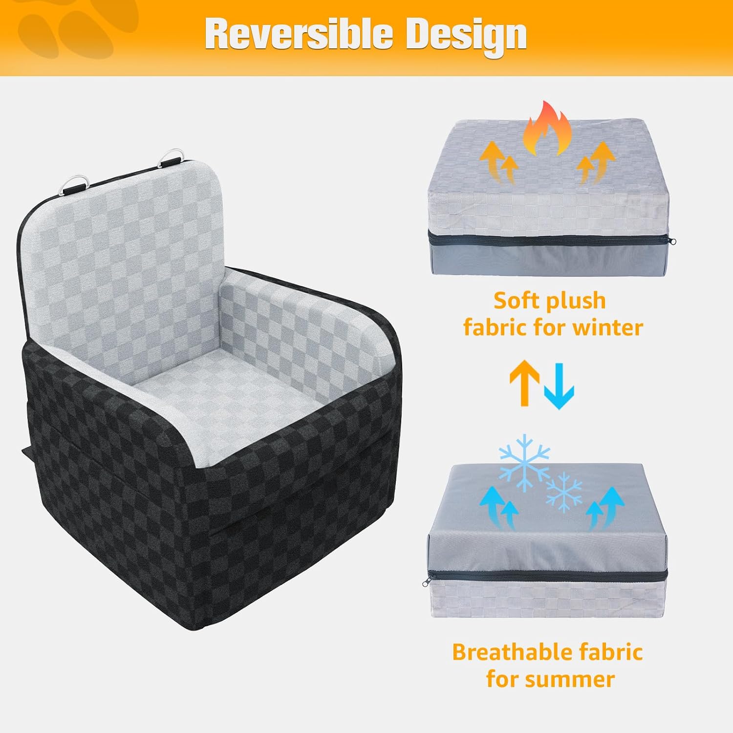 Poupipets Waterproof Dog Booster Car Seat with Memory Foam and Safety Y-Belt