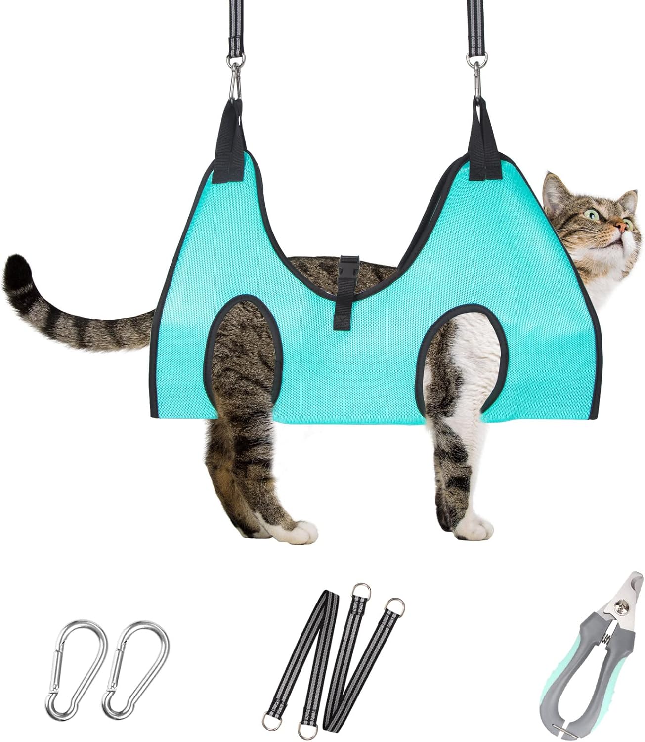 Poupipets Breathable Dog Grooming Hammock Kit with Nail Clippers and Scissors