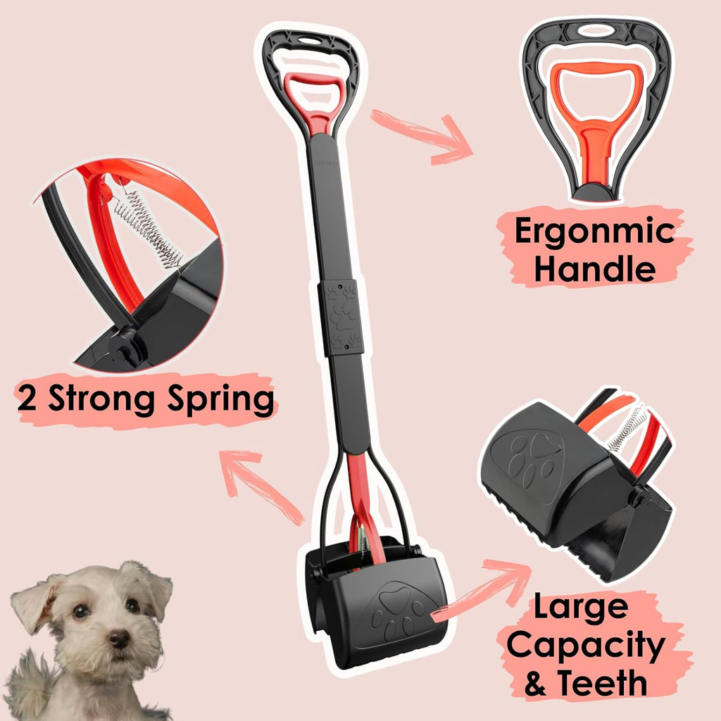 Poupipets Heavy Duty 2-Pack Dog Poo Scooper with XL 33" Handle for All Dogs