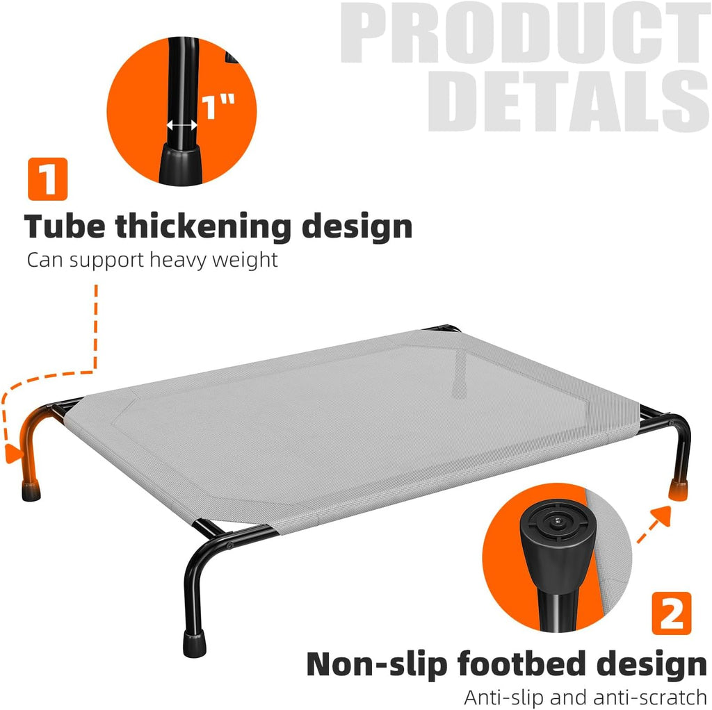 Poupipets Heavy-Duty Elevated Dog Bed with Waterproof Mesh and 200 lb Support