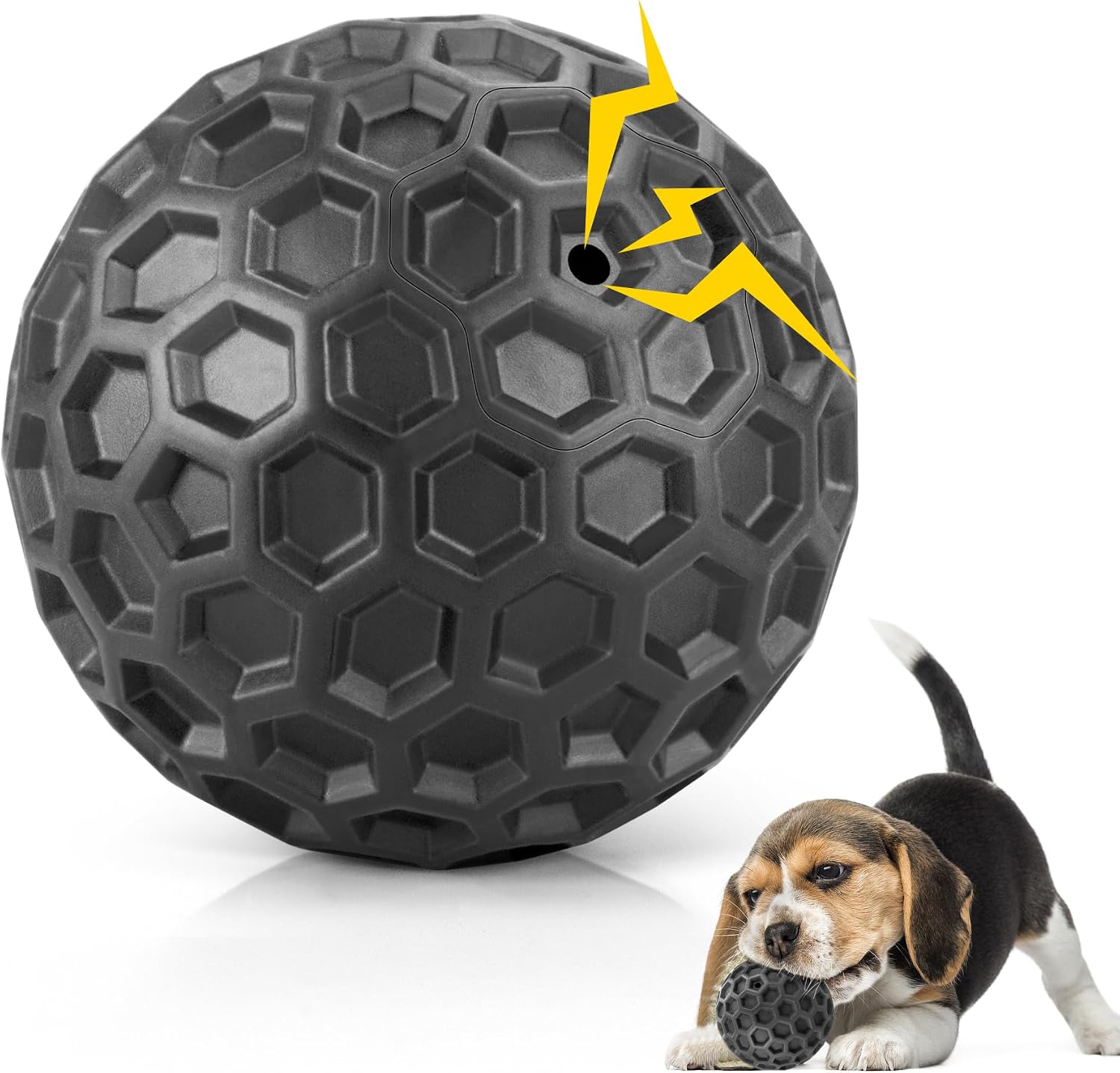 Dailypets Squeaky Dog Chew Ball with Treat Dispensing Texture for Large Breed Dogs