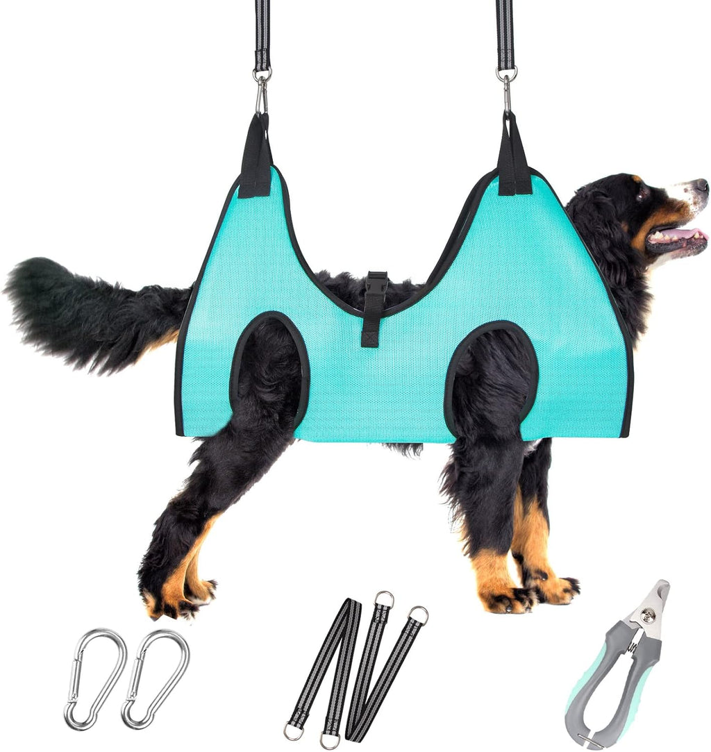 Poupipets Breathable Dog Grooming Hammock Kit with Nail Clippers and Scissors