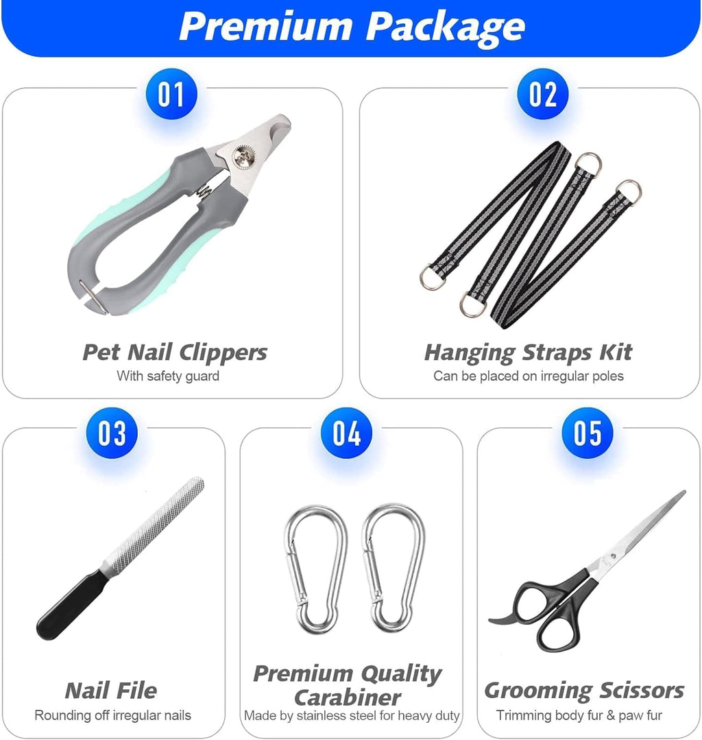 Poupipets Breathable Dog Grooming Hammock Kit with Nail Clippers and Scissors