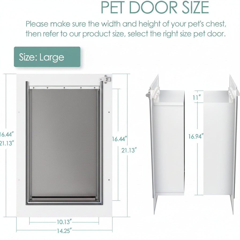 Poupipets 3-Flap Wall Pet Door with Steel Frame and Aluminum Lock