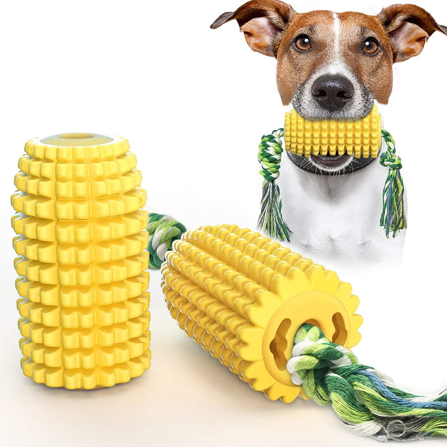 Dailypets Corn Shaped Dog Chew Toy with Squeaker for Small Medium and Large Dogs