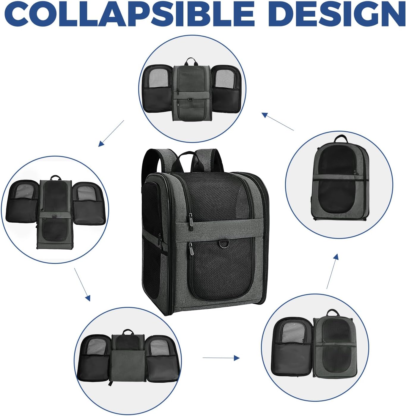 Poupipets Supportive Pet Hiking Backpack with Removable Pad and Expandable Options