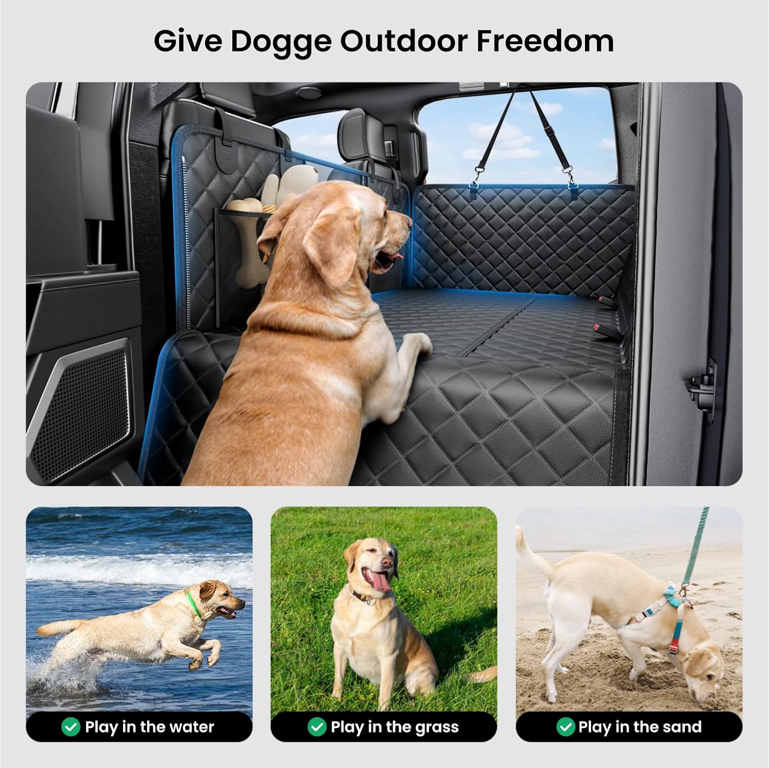Poupipets XL Dog Truck Seat Extender with 450 lb Hard Base and Waterproof Cover
