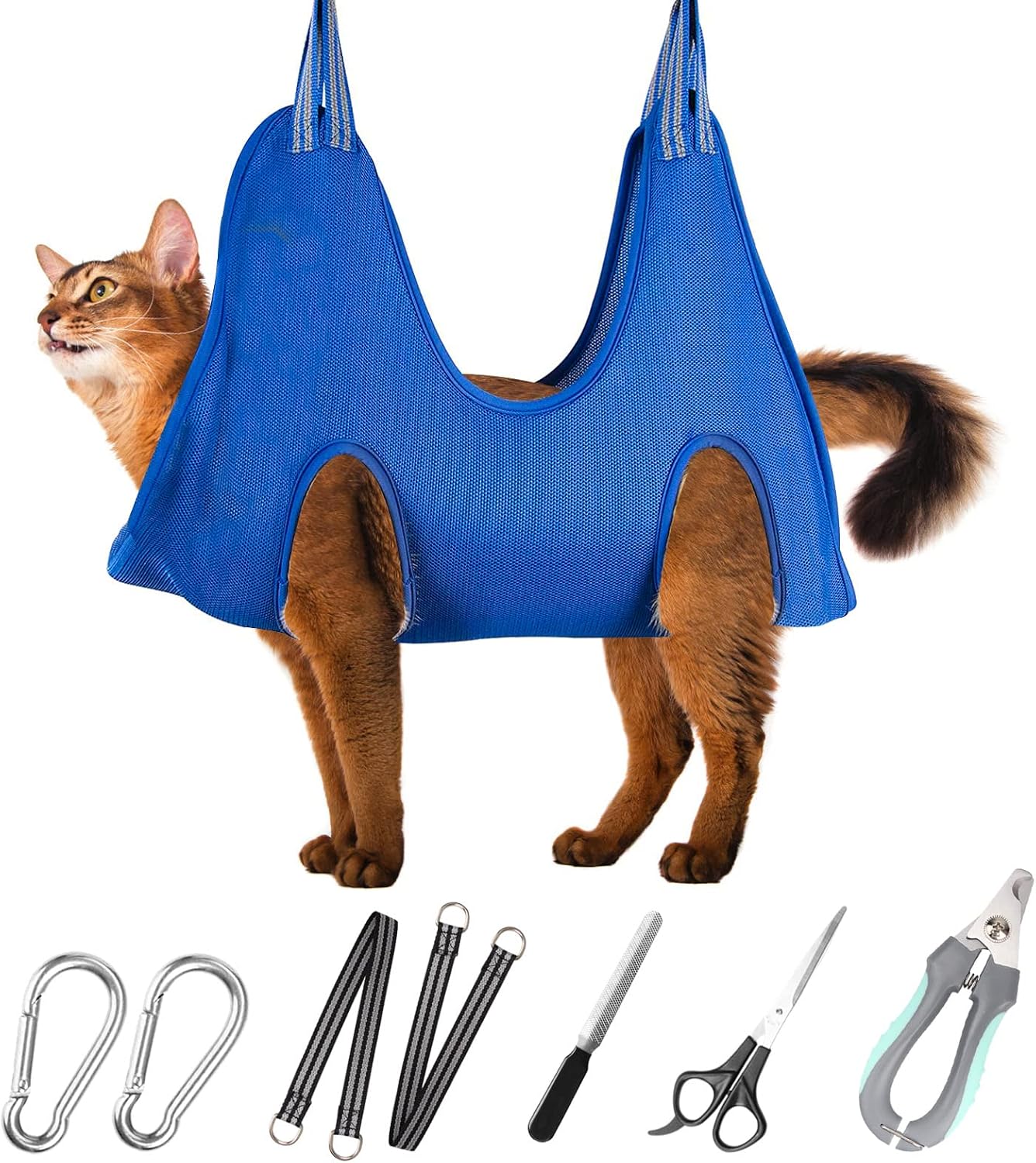 Poupipets Breathable Dog Grooming Hammock Kit with Nail Clippers and Scissors