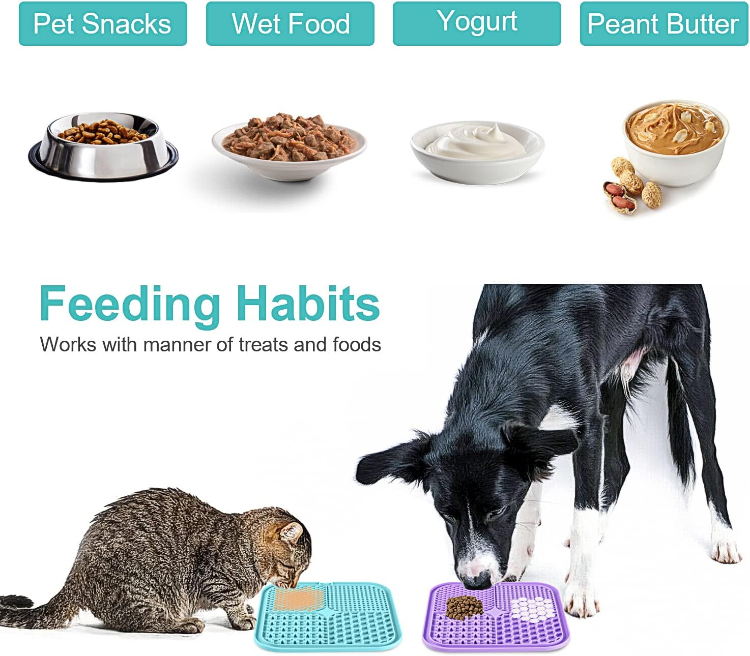 Dailypets Slow Feeder Lick Mat for Dogs and Cats with 77 Suction Cups Set