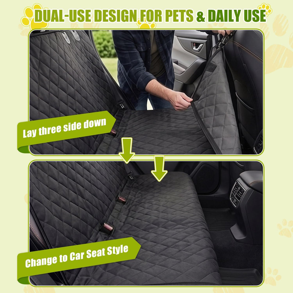 Poupipets Waterproof Dog Car Seat Cover with Mesh Window and Non-Slip Hammock Design