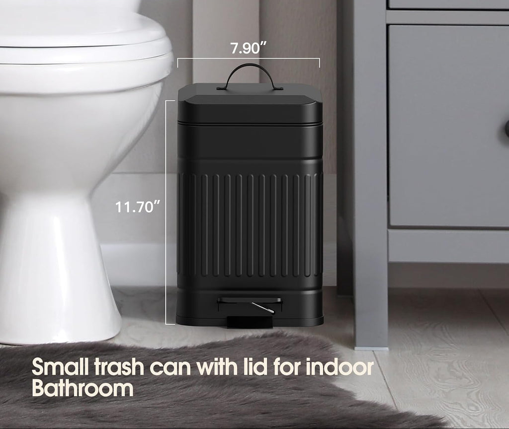 Poupipets Stainless Steel Dog Waste Bin with Soft Close Lid and Step Pedal 5L