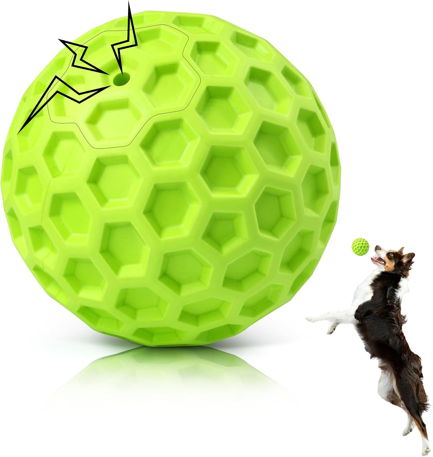 Dailypets Squeaky Dog Chew Ball with Treat Dispensing Texture for Large Breed Dogs