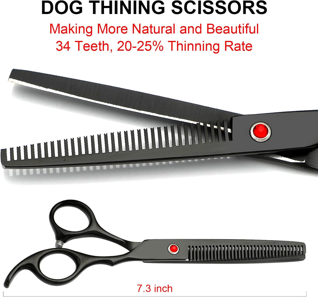 Poupipets Professional Dog Grooming Scissors Kit with Stainless Steel Shears and Comb