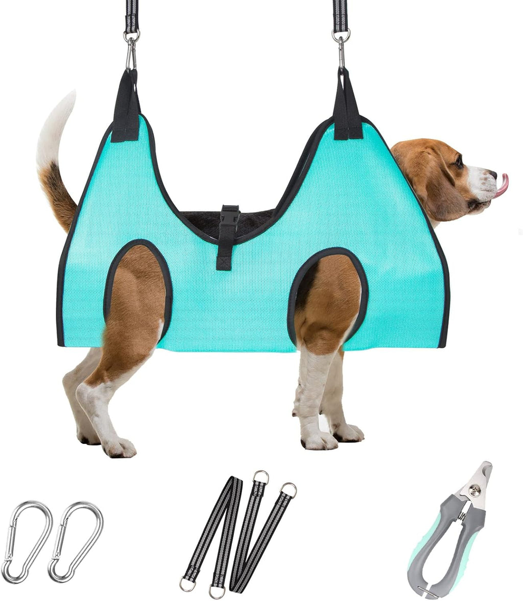 Poupipets Breathable Dog Grooming Hammock Kit with Nail Clippers and Scissors