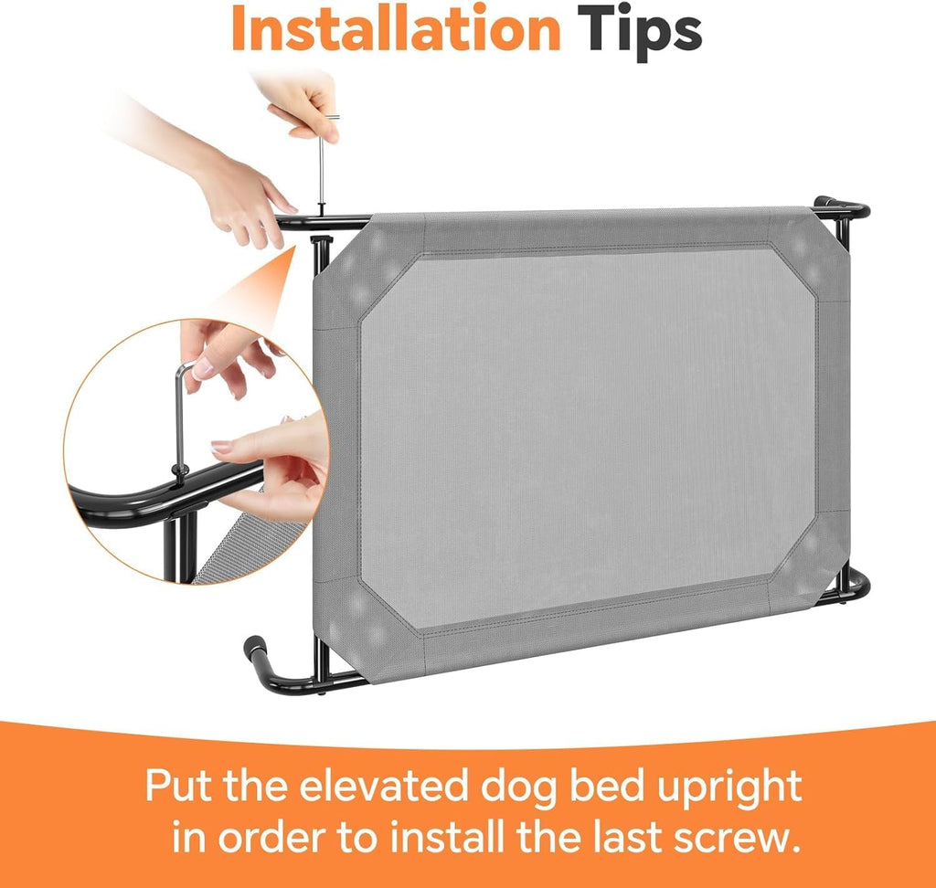 Poupipets Heavy-Duty Elevated Dog Bed with Waterproof Mesh and 200 lb Support