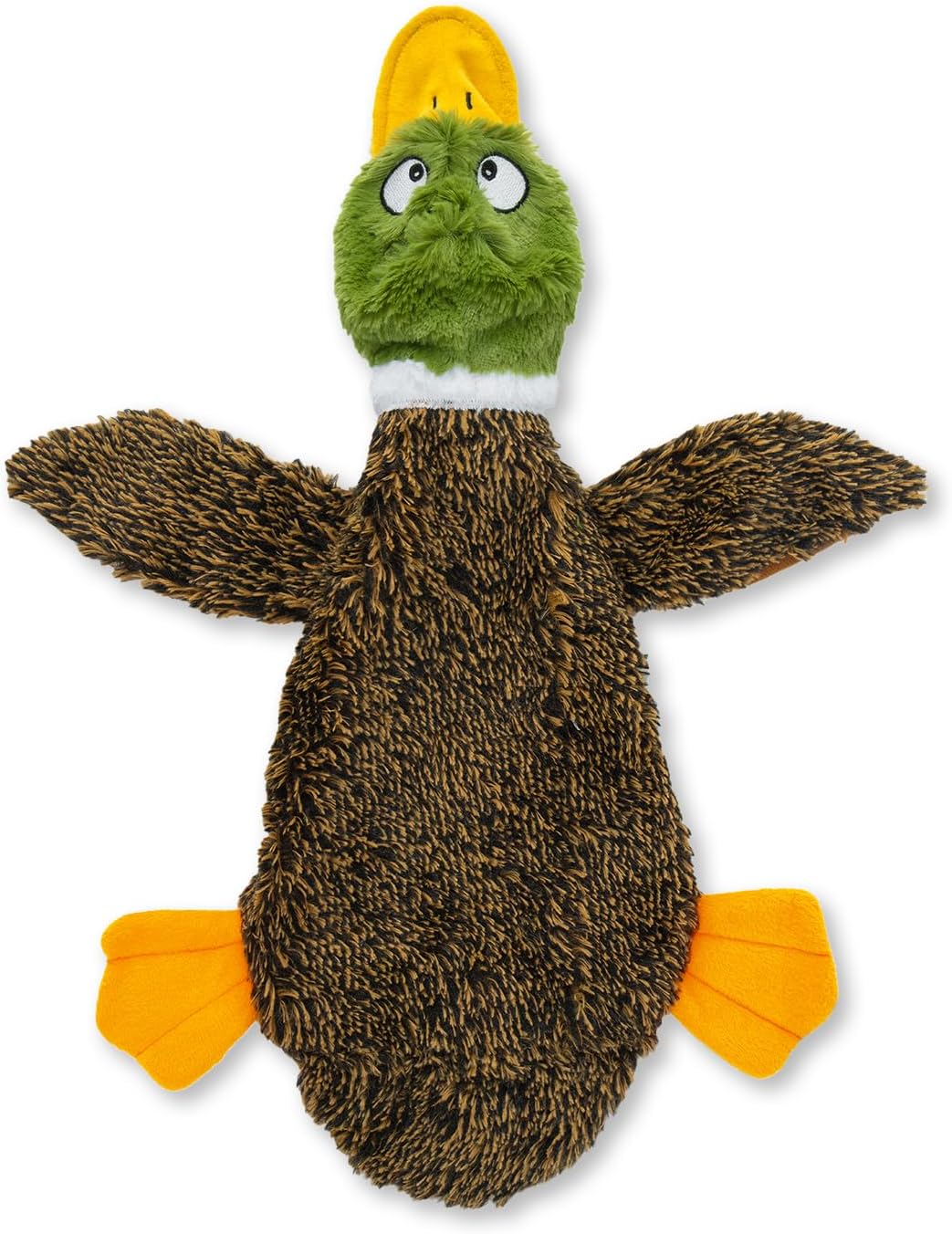 Dailypets Stuffless Wild Duck Plush Dog Toy with Dual Squeakers for Interactive Play