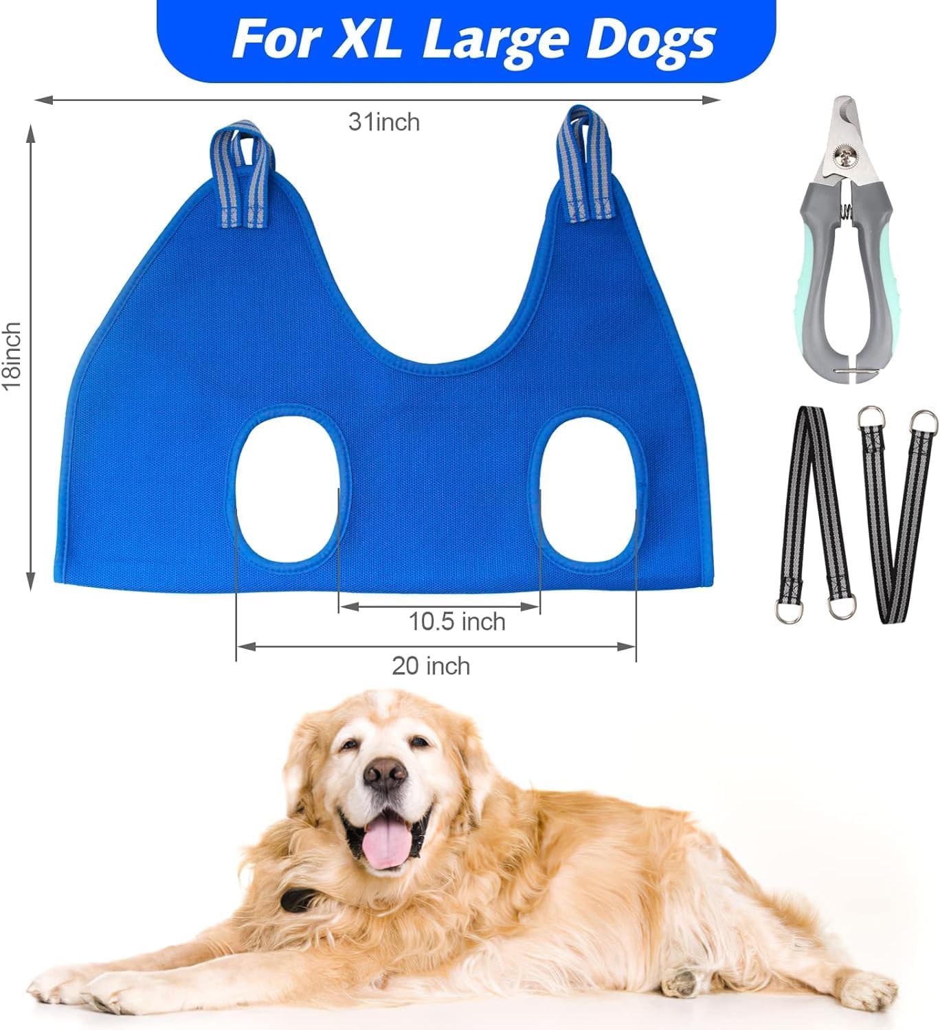Poupipets Breathable Dog Grooming Hammock Kit with Nail Clippers and Scissors