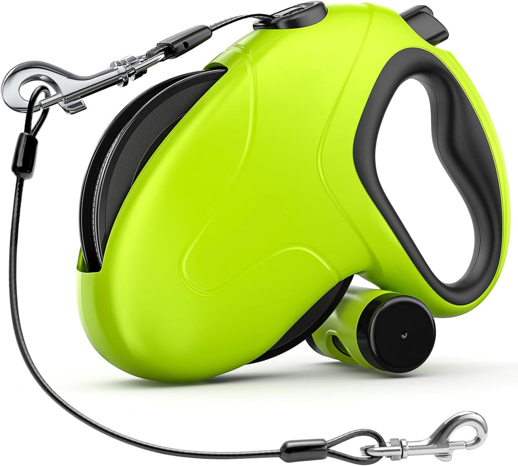 Poupipets Long Retractable Dog Leash with Reflective Line and One-Button Brake Control