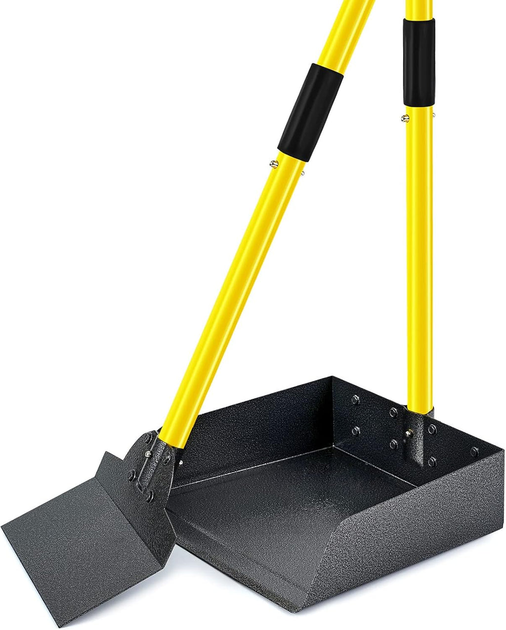 Poupipets Heavy Duty Metal Dog Waste Tray & Spade Scooper with Long Handle Design
