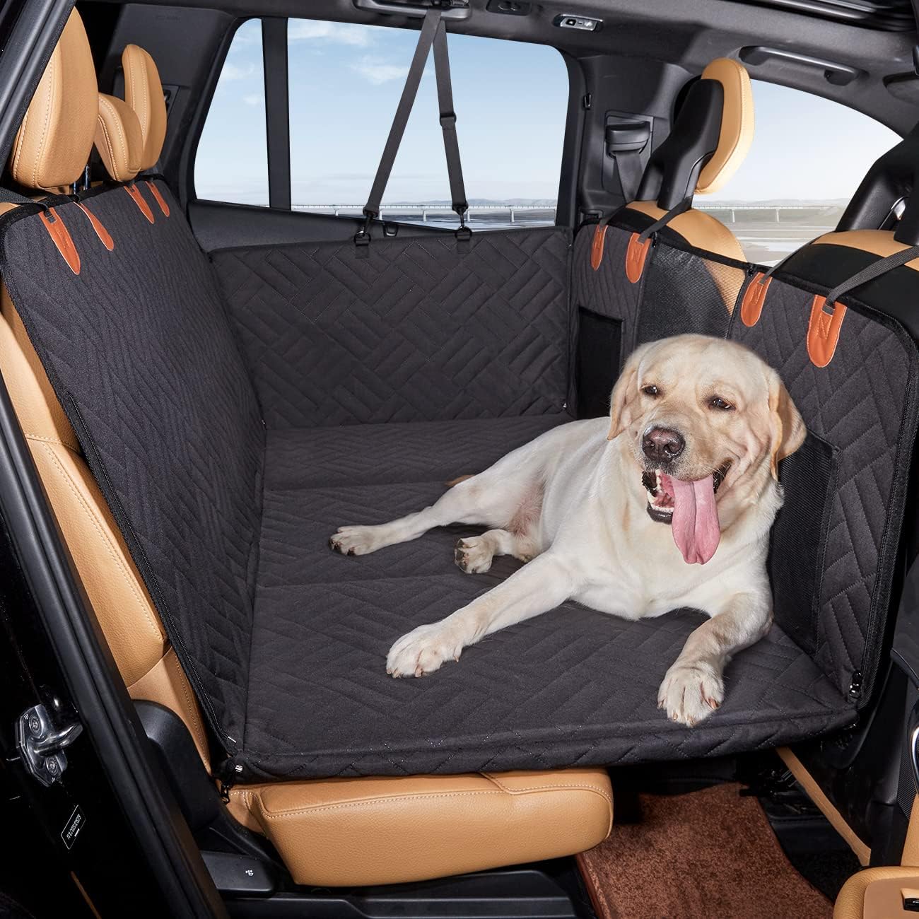Poupipets Hard Bottom Dog Back Seat Extender with Waterproof Hammock for Cars, SUVs and Trucks