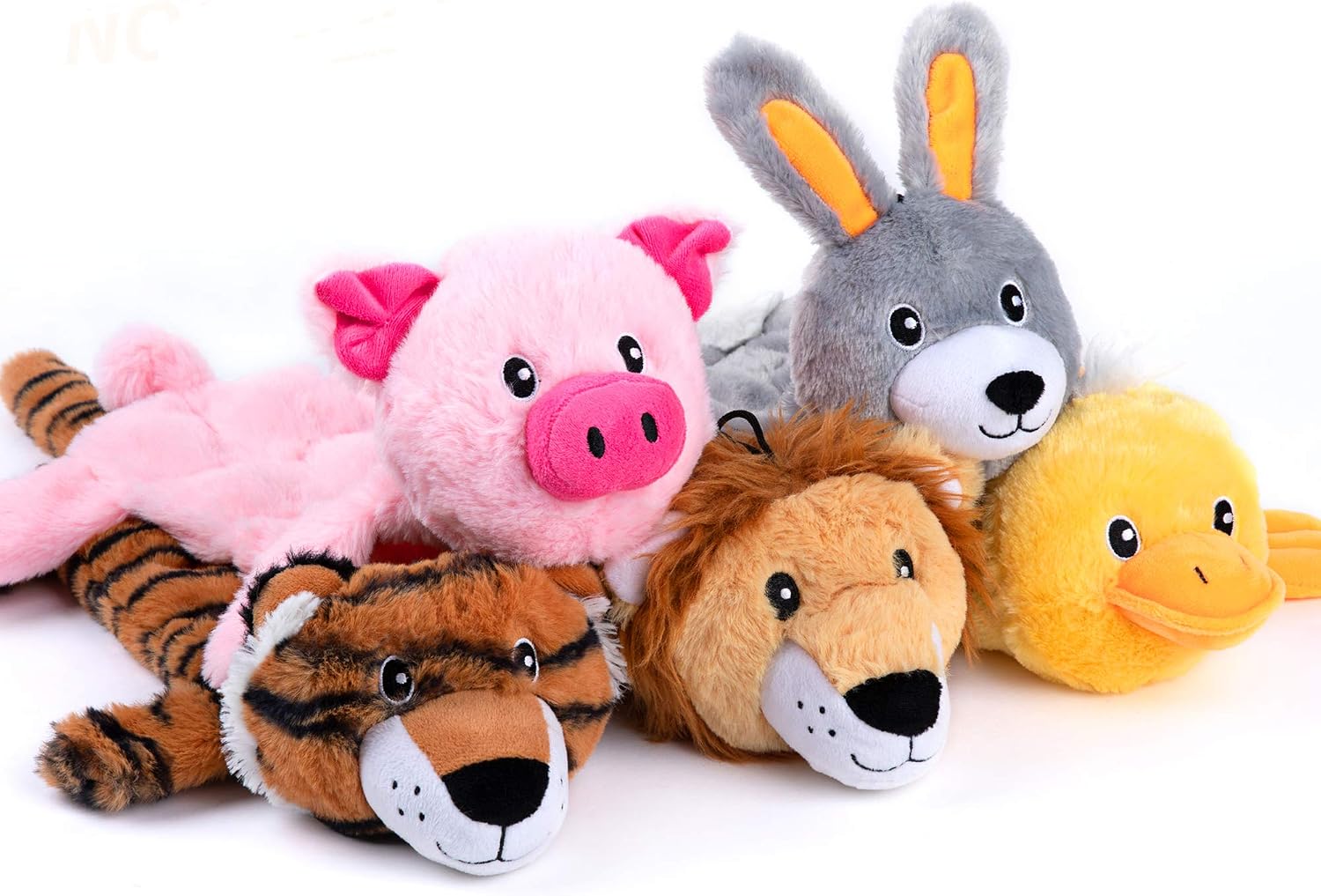 Dailypets 5 Pack Plush Dog Toys with Crinkle Fabric and Dual Squeakers for All Dogs