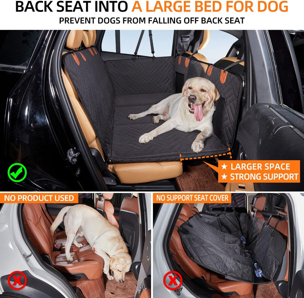 Poupipets Hard Bottom Dog Back Seat Extender with Waterproof Hammock for Cars, SUVs and Trucks