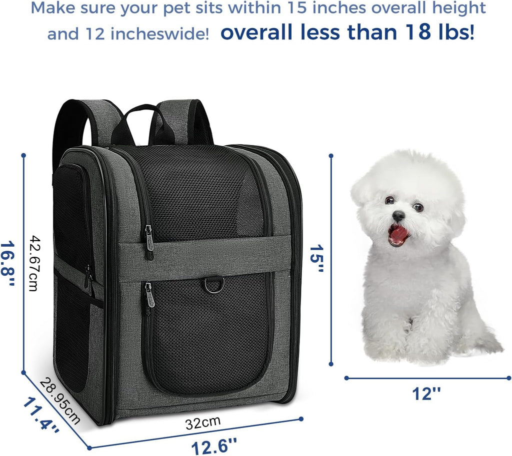 Poupipets Supportive Pet Hiking Backpack with Removable Pad and Expandable Options