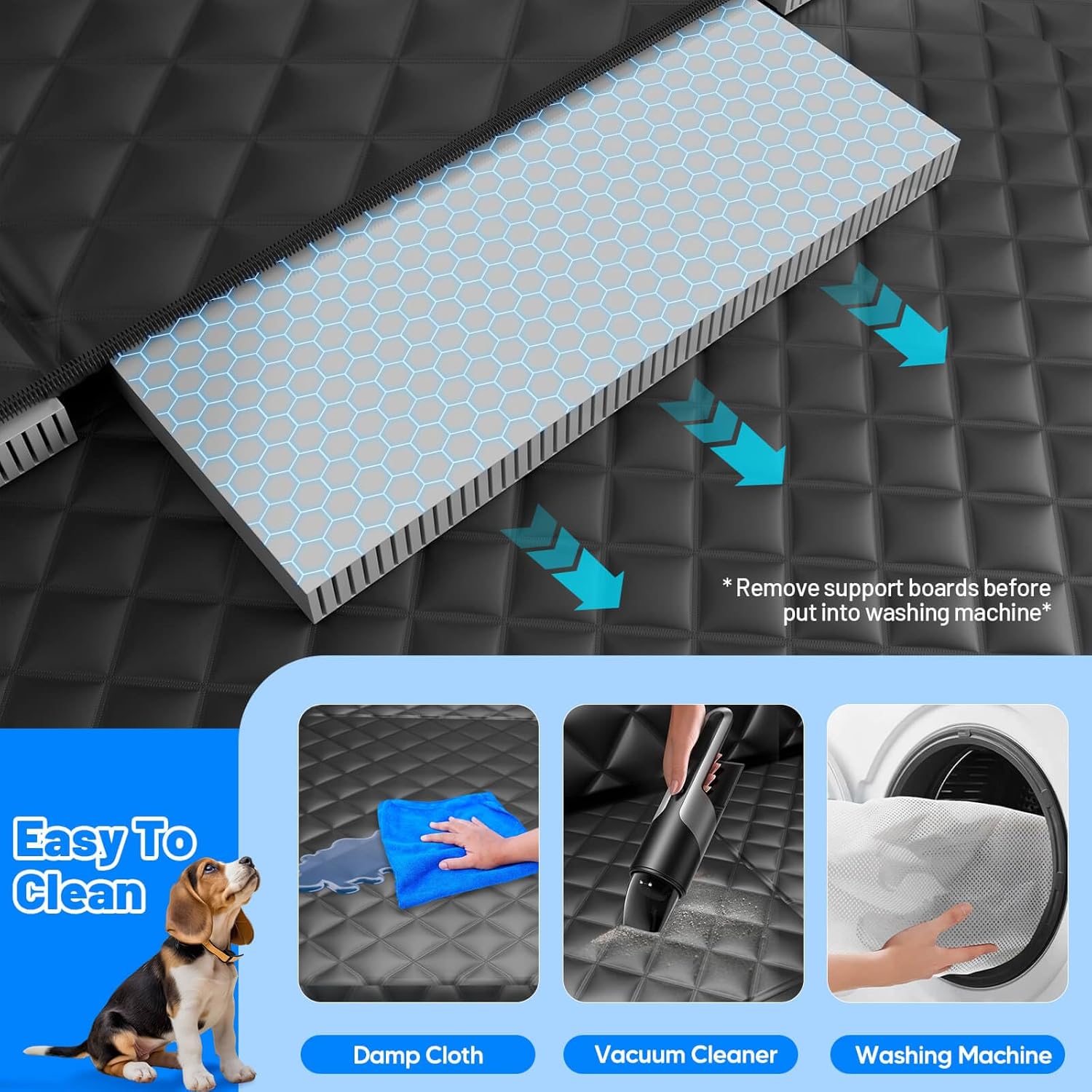 Poupipets Full Back Seat Dog Hammock with Waterproof Hard Bottom and Side Panels