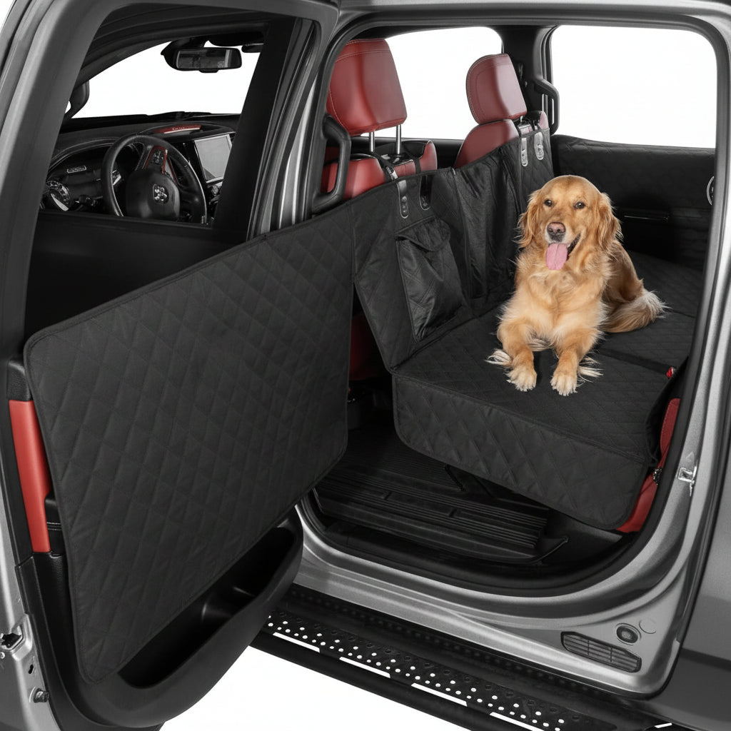 Poupipets Hard Bottom Dog Back Seat Extender with Door Protection for Cars, SUVs & Trucks