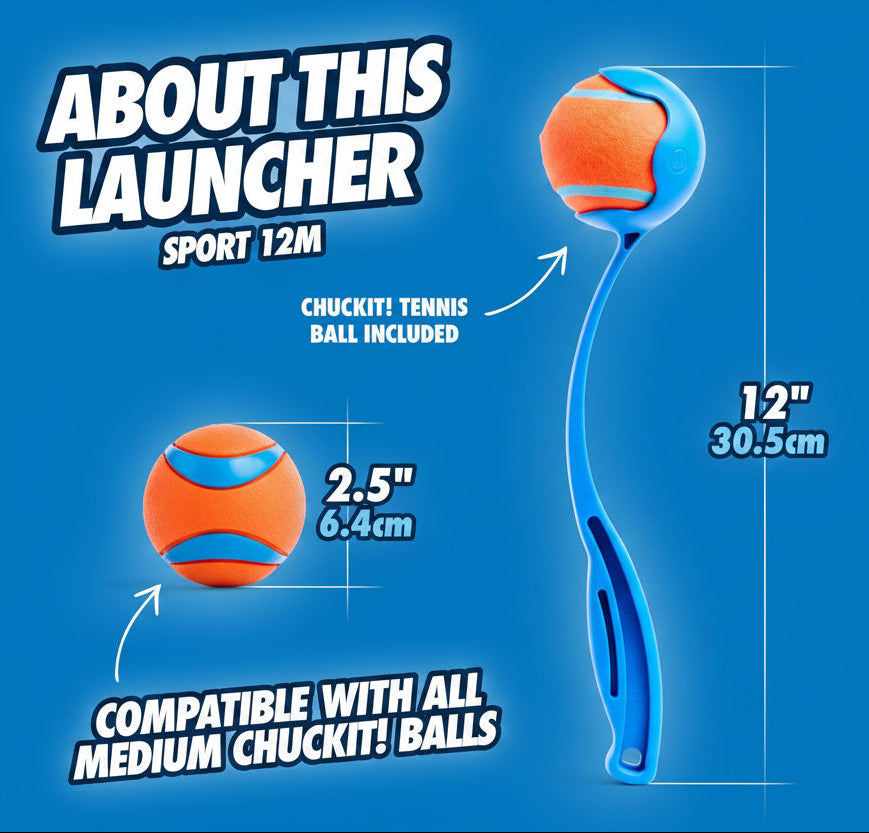 Dailypets Interactive Dog Ball Launcher with 12 Inch Handle and Medium Fetch Ball