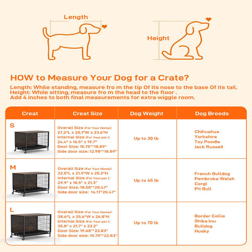 Dailypets 38.6-Inch Wooden Dog Crate End Table with Pull-Out Tray