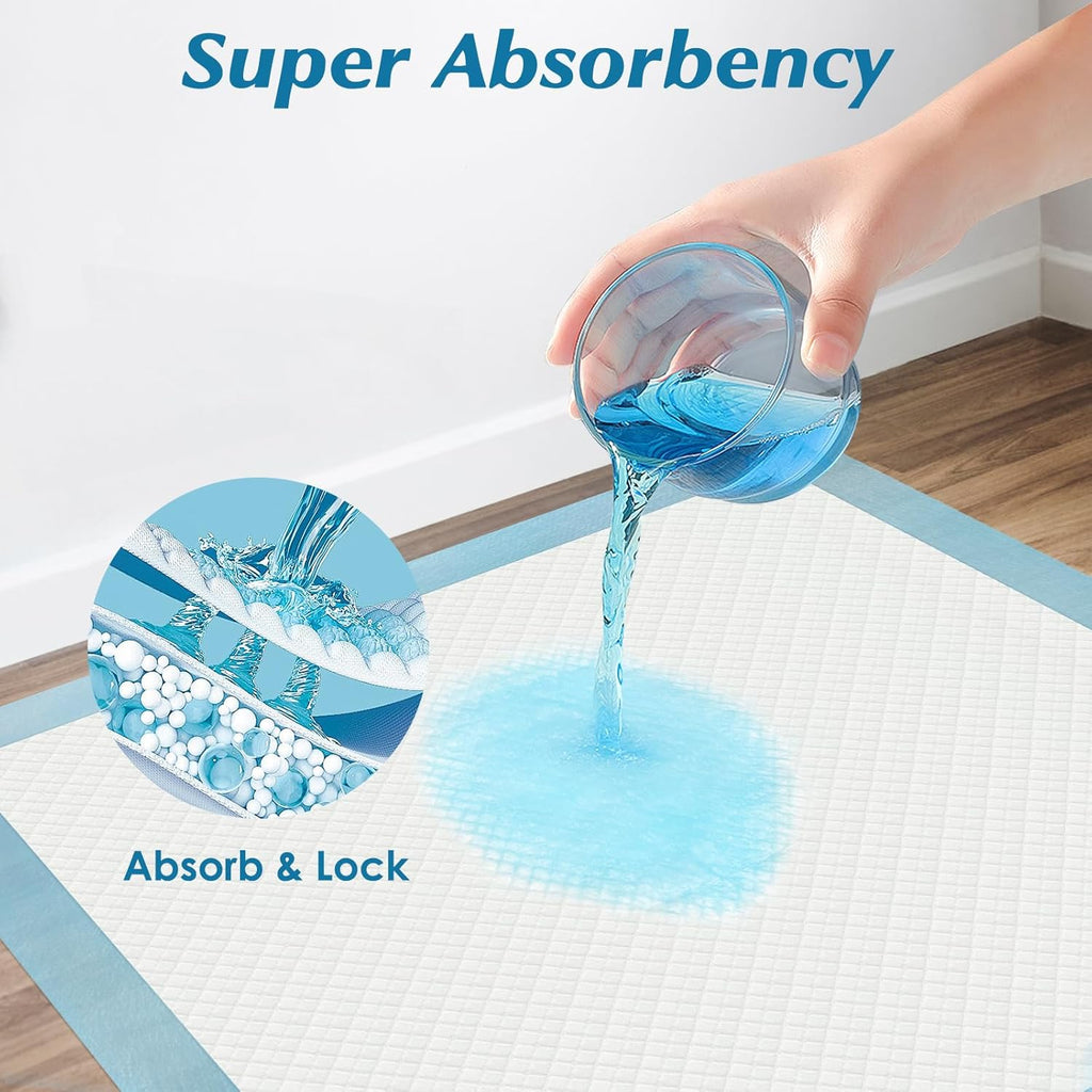 Poupipets Super Absorbent Disposable Puppy Pads 22 x 22 Leak-Proof Quick-Dry Training Pads